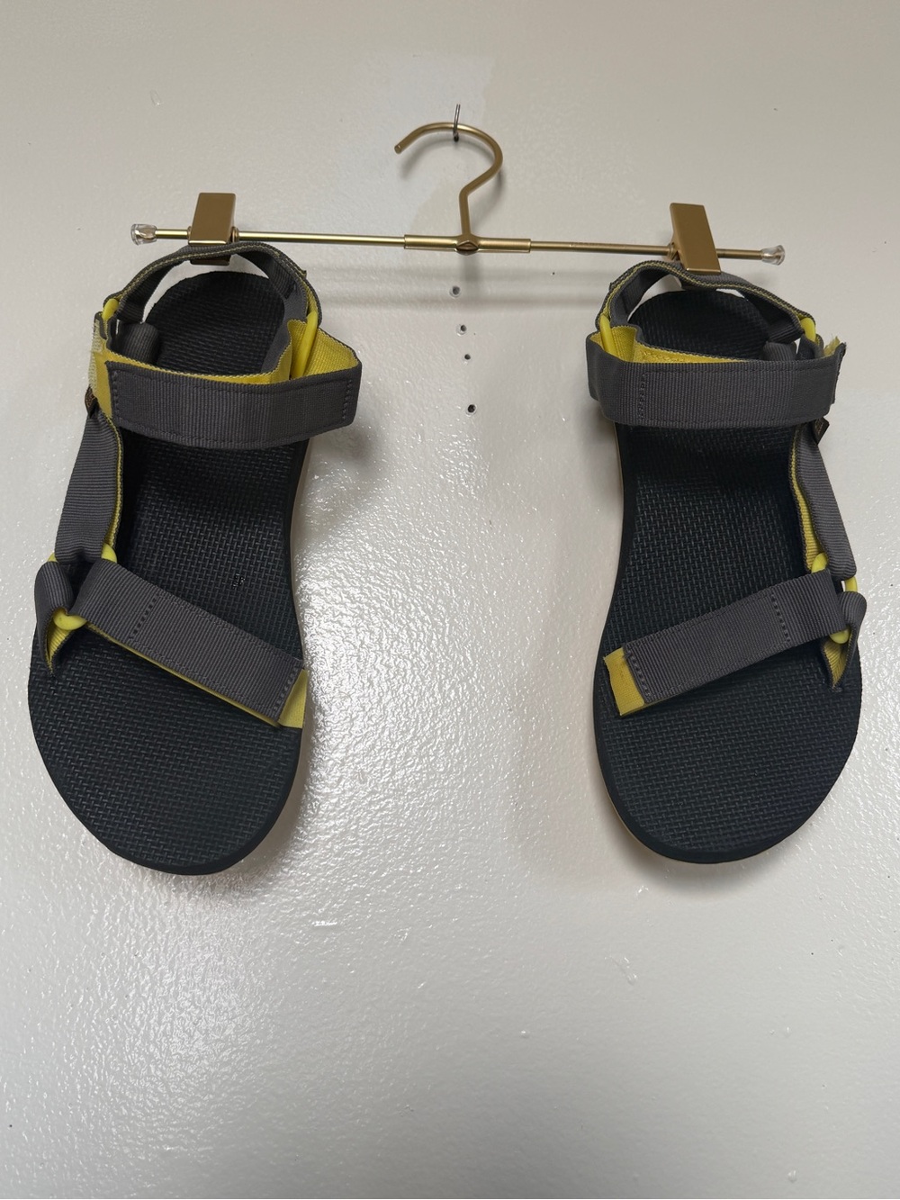 Teva Grey and Yellow Outdoor Sandal Strap Detail